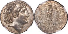 Ancients Greek SELEUCID KINGDOM. Antiochus VIII Epiphanes Grypus (121-96 BC). AR tetradrachm (30mm, 16.63 gm, 11h). NGC MS S 5/5 - 4/5. Sidon, dated Seleucid Era 196 (117/6 BC). Diademed head of Antio