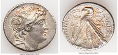 Ancients Greek SELEUCID KINGDOM. Demetrius II Nicator (second reign, 129-125 BC). AR tetradrachm (29mm, 13.96 gm, 12h). XF, lamination. Tyre, dated Seleucid Era 187 (126/5 BC). Diademed, beardless, dr