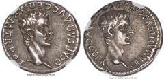 Ancients Roman Imperial Gaius 'Caligula' (AD 37-41), with Germanicus. AR denarius (18mm, 3.58 gm, 1h). NGC Choice XF 4/5 - 3/5, light marks. Lugdunum, 2nd issue, AD 37-38. C•CAESAR•AVG•GERM•P•M•TR•POT