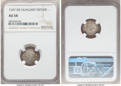 Hungary Ferdinand I 9-Piece Lot of Certified Denars NGC, 1) Denar 1547-KB - AU58 2) Denar 1548-KB - AU55 3) Denar 1548-KB - XF45 4) Denar 1549-KB - MS63 5) Denar 1550-KB - MS63 6) Denar 1550-KB - AU58