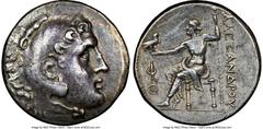 Ancients Greek LYCIA. Phaselis. Ca. 218-185 BC. AR tetradrachm (30mm, 12h). NGC Choice VF, light marks. In the name and types of Alexander III the Great of Macedon, dated Civic Year 9 (210/9 BC). Head