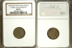 Alexander III Penny ND (1249-86), Spink 5055, AU55 NGC, a choice toned example of this classic medieval issue with 23 points on the reverse, 3 six-pointed stars and one with five points, believed to b