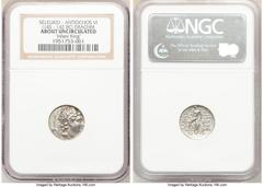 Ancients Greek SELEUCID KINGDOM. Antiochus VI Dionysus (144-142 BC). AR drachm (16mm, 12h). NGC AU. Antioch on the Orontes, dated Seleucid Era 169 (144/3 BC). Diademed, radiate head of Antiochus VI ri