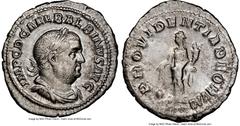 Ancients Roman Imperial Balbinus (April-July AD 238). AR denarius (21mm, 3.55 gm, 5h). NGC AU 3/5 - 4/5 Fine Style. Rome. IMP C D CAE L BALBINVS AVG, laureate, draped and cuirassed bust of Balbinus ri
