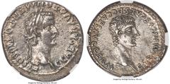 Ancients Roman Imperial Gaius 'Caligula' (AD 37-41), with Germanicus. AR denarius (19mm, 3.64 gm, 10h). NGC AU 5/5 - 2/5. Rome, AD 40. C•CAESAR•AVG•PON•M•TR•POT•III•COS•III, bare head of Caligula righ