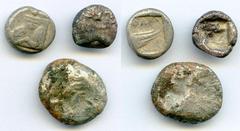 Ancients Ancient Lots ANCIENT LOTS. Greek. Mixed. Lot of three (3) AR/AE issues. Good-Fine. Includes: Lycia-Phaselis, AR third-stater / Uncertain hemidrachm sized coin / Uncertain stater sized coin, f