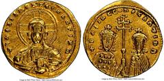 Ancients Byzantine Basil II Bulgaroctonos (AD 976-1025), with Constantine VIII. AV histamenon nomisma (23mm, 4.33 gm, 7h). NGC Choice VF 5/5 - 4/5. Constantinople, AD 989-1001. • + IhS XPS RЄX RЄGNANT