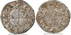 Crusader States Principality of Antioch 4-Piece Lot of Certified Bohemond III Deniers ND (1163-1201) AU58 NGC, 1) Denier - AU58 1.06gm 2) Denier - AU55. 0.98gm 3) Denier - AU50. 1.11gm 4) Denier - AU 