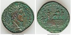 Ancients Roman Imperial Commodus, as Augustus (AD 177-192). AE sestertius (31mm, 22.88 gm, 1h). VF. Rome, AD 181. M COMMODVS-ANTONINVS AVG, laureate, cuirassed bust of Commodus right, seen from behind