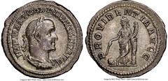Ancients Roman Imperial Gordian II Africanus (March-April AD 238). AR denarius (20mm, 2.55 gm, 5h). NGC AU 5/5 - 4/5. Rome. IMP M ANT GORDIANVS AFR AVG, laureate, draped and cuirassed bust of Gordian 