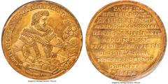 German States Saxony Saxony. Christian II gold Medallic "Death" 10 Ducat 1611 MS65 S NGC, KM-Unl., Fr-2648 (Very Rare; this coin), Merseburger-Unl., Dassdorf-Unl., Wilmersdörffer-Unl., Vogel Collectio