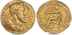 Italy Milan Milan. Charles V (1535-1556) gold Medallic Testone d'Oro della Pieta ND (c. 1535) XF40 NGC, cf. CNI-Va.37 (in silver), Gnecchi-Unl., Gnecchi Collection-Unl., MEC XII-Unl., MIR-Unl., Belles