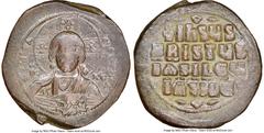 Ancients Byzantine Anonymous. Class A2. Time of Basil II and Constantine VIII (AD 1020-1028). AE follis (30mm, 5h). NGC Choice VF. Constantinople. +EMMA-NOVHΛ, bust of Christ facing, wearing nimbus cr