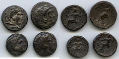 Ancients Ancient Lots ANCIENT LOTS. Greek. Macedonian Kingdom. Ca. 4th-3rd centuries. Lot of four (4) AR tetradrachms. Fine-VF. Includes: (4) Mixed rulers, Zeus seated reverse. Lot of four (4) coins. 