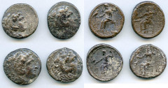 Ancients Ancient Lots ANCIENT LOTS. Greek. Macedonian Kingdom. Ca. 4th-3rd centuries. Lot of four (4) AR tetradrachms. Fine-VF. Includes: (4) Mixed rulers, Zeus seated reverse. Lot of four (4) coins. 