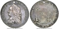 Indian Peace Medals 1757-Dated George II Indian Peace Medal, Treaty of Easton, Betts-401, Julian IP-49, MS62 NGC. 43.7 mm, 399.2 grains. In the tradition of collecting North American Indian Peace meda