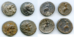 Ancients Ancient Lots ANCIENT LOTS. Greek. Macedonian Kingdom. Ca. 4th-3rd centuries. Lot of four (4) AR tetradrachms. Fine-VF. Includes: (4) Mixed rulers, Zeus seated reverse. Lot of four (4) coins. 