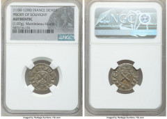 France 3-Piece Lot of Certified Assorted Deniers Authentic NGC, 1) Priory of Souvigny. Anonymous Denier ND (1150-1200). 1.07gm 2) Abbey of Saint-Martial. Anonymous Denier ND (1100-1245). 0.79gm 3) Deo