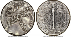 Ancients Greek SELEUCID KINGDOM. Demetrius III (ca. 97-87 BC). AR tetradrachm (25mm, 12h). NGC Choice VF. Damascus, dated Seleucid Era 223 (90/89 BC). Diademed head of Demetrius III right, with thick,