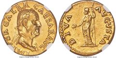 Ancients Roman Imperial Galba (AD 68-69). AV aureus (19mm, 7.26 gm, 6h). NGC AU 5/5 - 3/5, Fine Style. Rome, July AD 68-January AD 69. IMP SER GALBA CAESAR AVG, laureate, draped bust of Galba right / 