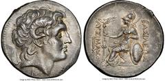 Ancients Greek THRACIAN KINGDOM. Lysimachus (305-281 BC). AR tetradrachm (29mm, 16.74 gm, 12h). NGC Choice AU 5/5 - 3/5, Fine Style. Pergamum, ca. 287/6-282 BC. Diademed head of deified Alexander III 
