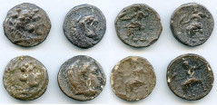 Ancients Ancient Lots ANCIENT LOTS. Greek. Macedonian Kingdom. Ca. 4th-3rd centuries. Lot of four (4) AR tetradrachms. Fine-VF. Includes: (4) Mixed rulers, Zeus seated reverse. Lot of four (4) coins. 
