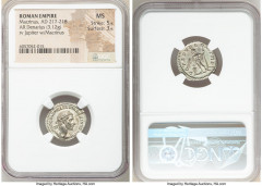 Ancients Roman Imperial Macrinus (AD 217-218). AR denarius (18mm, 3.12 gm, 5h). NGC MS 5/5 - 3/5. Rome, spring-summer AD 217. IMP C M OPEL SEV MACRINVS AVG, laureate, cuirassed bust of Macrinus right,