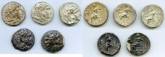 Ancients Ancient Lots ANCIENT LOTS. Greek. Macedonian Kingdom. Ca. 4th-3rd centuries. Lot of five (5) AR tetradrachms. Fine-VF. Includes: (5) Mixed rulers, Zeus seated reverse. Lot of five (5) coins. 