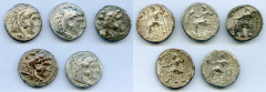 Ancients Ancient Lots ANCIENT LOTS. Greek. Macedonian Kingdom. Ca. 4th-3rd centuries. Lot of five (5) AR tetradrachms. Fine-VF. Includes: (5) Mixed rulers, Zeus seated reverse. Lot of five (5) coins. 