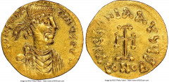 Ancients Byzantine Constans II Pogonatus (AD 641-668). AV tremissis (16mm, 1.45 gm, 6h). NGC MS 4/5 - 4/5, clipped. Constantinople. d N CONSTAN-TINЧS PP A, pearl-diademed, draped and cuirassed bust of