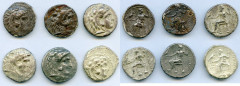 Ancients Ancient Lots ANCIENT LOTS. Greek. Macedonian Kingdom. Ca. 4th-3rd centuries. Lot of six (6) AR tetradrachms. Fine-VF. Includes: (6) Mixed rulers, Zeus seated reverse. Lot of six (6) coins. SO