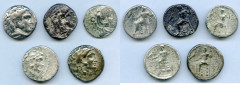 Ancients Ancient Lots ANCIENT LOTS. Greek. Macedonian Kingdom. Ca. 4th-3rd centuries. Lot of five (5) AR tetradrachms. Fine-VF. Includes: (5) Mixed rulers, Zeus seated reverse. Lot of five (5) coins. 