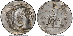 Ancients Greek LYCIA. Phaselis. Ca. 218-185 BC. AR/AE fourree tetradrachm (33mm, 11h). NGC Choice VF, core visible. Ancient forgery issue in the name and types of Alexander III the Great of Macedon, d