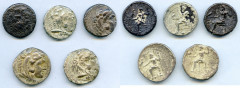 Ancients Ancient Lots ANCIENT LOTS. Greek. Macedonian Kingdom. Ca. 4th-3rd centuries. Lot of five (5) AR tetradrachms. Fine-VF. Includes: (5) Mixed rulers, Zeus seated reverse. Lot of five (5) coins. 