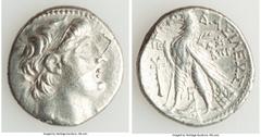 Ancients Greek SELEUCID KINGDOM. Antiochus VII Euergetes-Sidetes (138-129 BC). AR tetradrachm (27mm, 13.86 gm, 1h). XF, delamination. Tyre, dated Seleucid Era 182 (131/0 BC). Diademed, draped bust of 