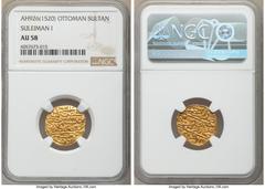 Islamic Dynasties Ottoman Empire Ottoman Empire. Suleyman I (AH 926-974 / AD 1520-1566) gold Sultani AH 926 (AD 1520/1521) AU58 NGC, Misr mint (in Egypt), A-1317. HID05401242017 © 2020 Heritage Auctio