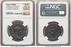 Ancients Roman Imperial Gordian III (AD 238-244). AE sestertius (30mm, 17.61 gm, 12h). NGC Choice VF 4/5 - 4/5, Fine Style. Rome, AD 240. IMP CAES M ANT GORDIANVS AVG, laureate, draped and cuirassed b