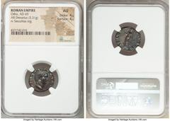 Ancients Roman Imperial Otho (January-April AD 69). AR denarius (18mm, 3.31 gm, 7h). NGC AU 4/5 - 4/5. Rome. IMP OTHO CAESAR AVG TR P, bare, bewigged head of Otho right / SECVR-I-TAS P R, Securitas, d