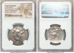 Ancients Greek LYCIA. Phaselis. Ca. 218-185 BC. AR tetradrachm (30mm, 16.88 gm, 12h). NGC AU 4/5 - 4/5. Late posthumous issue in the name and types of Alexander III the Great of Macedon, dated Civic Y
