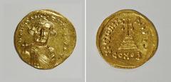 Constans II. 641-668. AV solidus (21 mm, 4.43 g). Constantinople, 650/1. Crowned facing bust, holding globus cruciger / Cross potent on three steps; S/CONOB. SB 953. XF, lustrous. Ex Coin Galleries (9