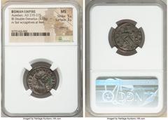 Ancients Roman Imperial Aurelian (AD 270-275). BI antoninianus (22mm, 3.78 gm, 5h). NGC MS 5/5 - 3/5, Silvering. Ticinum, 3rd officina. IMP C AVRELIANVS AVG, radiate, cuirassed bust of Aurelian right,