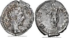 Ancients Roman Imperial Marcus Aurelius (AD 161-180). AR denarius (19mm, 3.07 gm, 5h). NGC Choice AU 5/5 - 3/5. Rome, AD 172-173. M ANTONINVS AVG-TR P XXVII, laureate head of Marcus Aurelius right / I