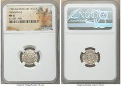 Hungary Ferdinand I 9-Piece Lot of Certified Denars NGC, 1) Denar ND (1526-1564)-KB - MS63 Holder mislabeled as Ferdinand II. 2) Denar 1547-KB - MS62 3) Denar 1549-KB - MS62 4) Denar 1550-KB - MS62 5)