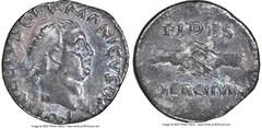 Ancients Roman Imperial Vitellius (late April-December AD 69). AR denarius (18mm, 7h). NGC Fine. Rome. A VITELLIVS GERMANICVS IMP, bare head of Vitellius right / FIDES / EXERCITVVM, two clasped right 