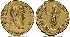 Ancients Roman Imperial Nero (AD 54-68). AV aureus (20mm, 7.28 gm, 6h). NGC Choice XF 5/5 - 2/5, edge scuff, marks, brushed. Rome, ca. AD 64-65. NERO-CAESAR, laureate, bearded head of Nero right / AVG