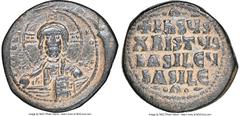 Ancients Byzantine Anonymous. Class A2. Time of Basil II and Constantine VIII (AD 1020-1028). AE follis (34mm, 6h). NGC VF. Constantinople. +EMMA-NOVHΛ, bust of Christ facing, wearing nimbus cruciger 