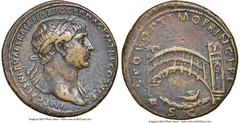 Ancients Roman Imperial Trajan (AD 98-117). AE sestertius (34mm, 27.83 gm, 7h). Choice VF 5/5 - 3/5. Rome, AD 107-110. IMP CAES NERVAE TRAIANO AVG GER DAC P M TR P COS V P P, laureate head of Trajan r