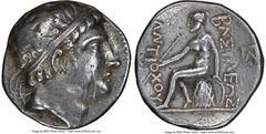Ancients Greek SELEUCID KINGDOM. Antiochus III the Great (222-187 BC). AR tetradrachm (27mm, 10h). NGC VF. Contemporary imitative issue copying Seleucid tetradrachm. Diademed head of Antiochus III rig