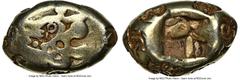 Ancients Greek LYDIAN KINGDOM. Alyattes or Walwet (ca. 610-546 BC). EL 1/12 stater or hemihecte (9mm, 1.14 gm). NGC VG 5/5 - 2/5, countermarks. Sardes mint. Head of roaring lion right, radiate nodule 