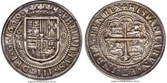 Mexico Philip III "Royal" 8 Reales 1609 Mo-A AU55 NGC, Mexico City mint, KM-R44.3 (Rare), VQR-Unl., Calbeto-Unl., cf. Cay-4875 (for standard Cob issue), Cal-873 (RRR), Lazaro-35 (RU; this coin). Anton